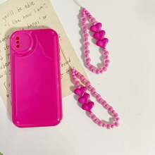 Ins-Style Dusty Pink Heart Textured Bead Phone Lanyard Chain, Sweet Niche Short Wrist Strap, Anti-Lost Beaded Chain, Suitable For Girl, Phone Case, Key Chain, Camera, Popular With Influencers - Multicolor - View 6