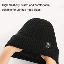 1 chiếc mũ len nam màu trơn, kiểu dáng thường ngày, thoải mái và ấm áp, có lớp lót giữ nhiệt hai lớp, mũ beanie dày dặn thời trang thích hợp cho các hoạt động thể thao ngoài trời, đạp xe, du lịch, phù hợp để đội hàng ngày. - màu đen - Xem 4