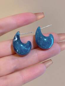 CVNANA 2只简约复古亚克力蓝色水滴形耳环，法式空灵韩风耳环，甜美可爱，散发法式精致气息，通勤百搭，情人节礼物，日常派对饰品 - B - 查看 12