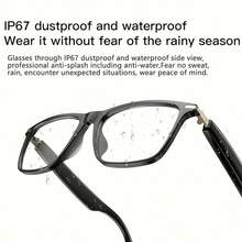 AI Smart Glasses With 160 Languages Real Time Translation Support, Chat GPT System, Multi-Functional Audio Glasses For Men And Women, Built-In Microphone And Speaker, Calls Music Playback And Hands-Free Calling, Physical Color Changing Lens - Black - View 10