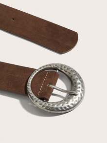 1条女士腰带，波西米亚风腰带，牛仔风腰带，西部风腰带，Y2K波西米亚复古极简银色月牙形扣中等宽度咖啡色麂皮腰带，可搭配裤子、衬衫、毛衣、外套，适合派对、日常通勤、节日和生日礼物 - 棕色 - 查看 2