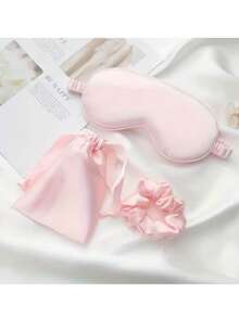 3件套缎面眼罩套装（1个眼罩、1个发圈、1个收纳袋），纯色涤纶材质，双面便携睡眠眼罩，透气轻盈，遮光效果好，居家护理好物，适合旅行或作为贴心礼物，非常适合小憩和夜间睡眠，女性必备，也适合办公室、学校和开学季使用，男女通用，失眠必备 - 彩色 - 查看 2