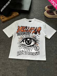 Boys & Teens' Casual Graphic Print Round Neck Short Sleeve T-Shirt, Summer Top - trắng - Xem 1