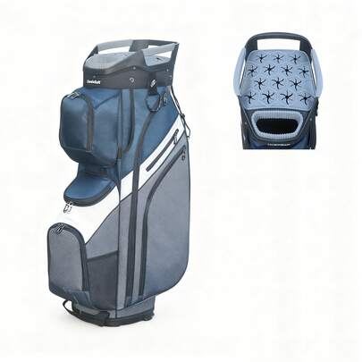 Golf Cart Bag With 15 Way Full Length Dividers Top, Premium Quiet Golf Cart Bag