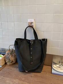 大容量休闲多功能手提包，宽松银色可调节搭扣手提包，简约帆布包，小巧设计，适合户外、工作、购物、短途旅行，可腋下携带 - 彩色 - 查看 10