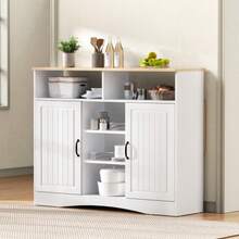 Kitchen Island With Wheels, Extendable Dining Table With Chairs, Sideboard With Ample Storage Space, Ideal For Kitchen And Dining Room As A Sideboard (White) - 白色 - 查看 1