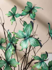 MEHELANY 6/2支 2.5英尺绿色人造蝴蝶花茎，逼真仿真蝴蝶长茎，适用于秋季桌面装饰、万圣节、婚礼、派对、户外花园装饰、DIY花环、餐桌摆饰和家居装饰、感恩节装饰、秋季派对装饰、人造花、秋季花环 - 綠色 - 查看 5