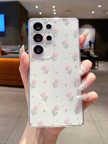 1 pieza Funda de teléfono suave de TPU transparente con patrón de flor de tulipán, anti-caída, anti-arañazos y anti-huellas dactilares, con recorte preciso para la cámara, compatible con Samsung, Nothing, Pixel, INFINIX, Redmi - Multicolor - Ver 5