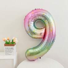 1pc 40-Inch 0-9 Gradient Rainbow Star Number Balloon, Vibrant Gradient Star Print Design, Suitable For Birthday, New Year, Anniversary, Holiday Party Decor, Birthday Number Balloon - Multicolor - View 10
