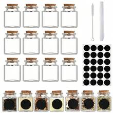 12/24/48PCS Square Glass Bottles With Lids, Mini Glass Jars, And Multi-Purpose Vials For Candy, Potions, Spices, DIY Crafts, Gifts, Birthdays, Weddings, And Parties. - Multicolor - View 1