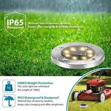 8 LED Solar Powered Stainless Steel Outdoor In-Ground Lights, New Model Lawn Pathway Lights, Waterproof Garden Landscape Lights For Villa - Multicolor - View 10