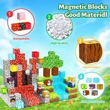 300/500块磁性积木，磁性拼搭宝藏世界，带磁铁的磁性拼搭玩具，STEM感官玩具，成人节日生日礼物 - 彩色 - 查看 3