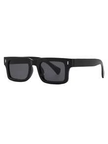 1 Pair Men's Personalized Square Frame Rivet Retro Vacation Street Style Fashion Fashion Glasses - Glossy Black - View 3