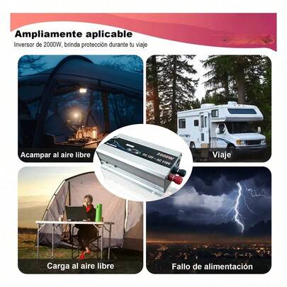NB2000w Inversor De Corriente 12v A 110v Para Auto 2000w Alta Potencia Con Usb Y Ventilador De Enfriamiento Incorporado