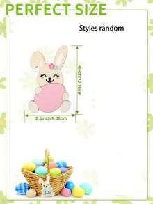 4pcs Unfinished Wooden Easter Bunny Decorations With Ribbons, Wooden Bunny Slices And Figures For Painting, Spring Decor, Easter Party DIY, Multi-Functional Home Decor, Suitable For All Seasons, Adding Natural Artistic Atmosphere - Multicolor - View 8
