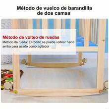 Cuna Colecho Regulable De Madera Con Ruedas Y Mosquitero - Azul - Ver 8