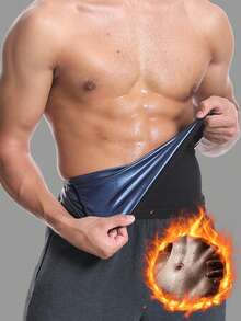 1件男士运动塑形排汗腰带，欧美桑拿排汗健身塑形服，排汗收腹服，燃脂收腹健身排汗背心，跑步运动服，塑形服，腹部支撑带，腰部塑形服，男士腹部紧致 - 黑色 - 查看 7