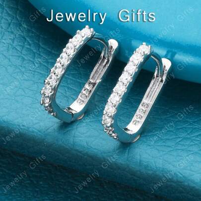 925 Sterling Silver Plated Gold AAA Zirconia Hollow Clip Earrings For Women Earring Fashion Party Birthday Wedding Noble Jewelry