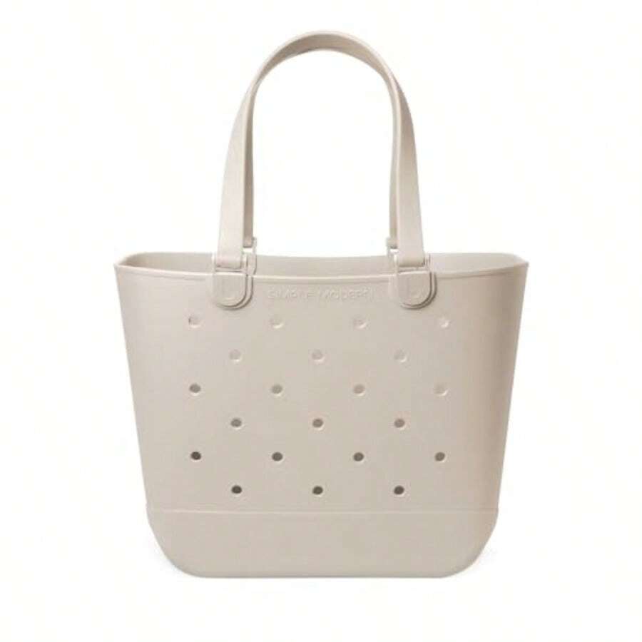 Extra-Large Beach Bag Waterproof Getaway Rubber Tote With Zipper Pocket For Travel Pool Boat Groceries Sports Almond Birch - Extra Large - View 1