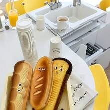 1pc Plush Bread Shaped Cartoon Pencil Case, Cute Soft Toast Style Emotional Stationery Bag, Interesting Creative Zipper Durable Pencil Pouch Office Supplies Kids Pencil Bag, Large Capacity Student Unique Stationery Box Pencil Case Baguette Pencil Bag School Supplies - Multicolor - View 12