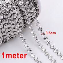 1m Fashionable Stainless Steel Embossed Round Disc Gold Chain, Sunflower Design, Suitable For DIY Necklace, Bracelet, Jewelry Making - Chain - View 12