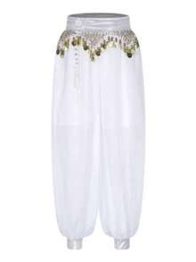1 chiếc quần harem múa bụng cho nữ, trang phục Halloween Carnival, đính sequin, tua rua, quần ống rộng có họa tiết đồng xu, quần biểu diễn múa Ả Rập. - Nhiều màu - Xem 9