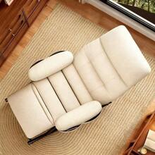 Adjustable Backrest Rocking Recliner Chair - Footstool Lazy Sofa For Balcony Dorm Reading Rest - Off-White1 - 查看 6
