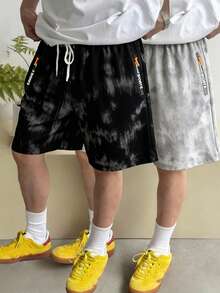 Men's Drawstring Waist Slim Fit Casual Pants With Side Zipper Details, Cropped, Minimalist Athletic Style, Suitable For Gym, Spring/Summer - Black - View 3