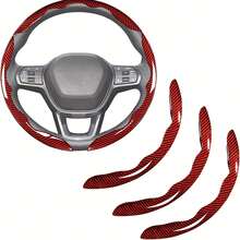3pcs/Set Steering Wheel Cover, Car Accessories, Carbon Fiber Anti-Slip Steering Wheel Cover, Segmented And Butterfly Design, Fits 99% Vehicles, Segmented Anti-Slip Steering Wheel Protector, Carbon Fiber Steering Wheel Cover, Anti-Slip, Anti-Scratch, Universal For Cars, SUVs, Trucks Interior (Black, Red, White, Blue) - 3-piece Set - View 13