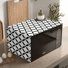 1pc Geometric Print Pattern Microwave Dust Cover, Decorative Dust Cover, Flat Printing, Linen Material, Non-Waterproof, With Side Pocket, Home Decor, Appliance Protection Decor, Easy To Use And Clean - Multicolor - View 14