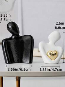 2件組迷你情侶雕像 (8.5cm)，白色塑膠臥室層架裝飾，浪漫週年紀念、婚禮與情人節情侶禮物 - 彩色 - 查看 11