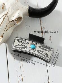 1个波西米亚风女士绿松石色三角形箭头条纹印花发爪夹，大号防滑发饰，适合日常使用，时尚发夹，女士发饰发卡，花朵发夹 - 彩色 - 查看 10