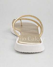 Women's Padded Flip Flops With Pink Toe Elegant Cloud Women's Flat Shoes Outdoor Home Summer - 金色 - 查看 5