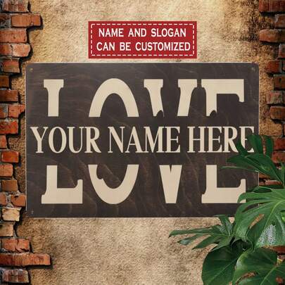 1 pieza Letrero de metal personalizado LOVE - Arte de pared de pareja personalizado con nombre, decoración rústica de granja para el hogar, 8x12 pulgadas (20x30 cm), regalo romántico para el Día de San Valentín, aniversario de bodas, escultura de pared de metal duradera