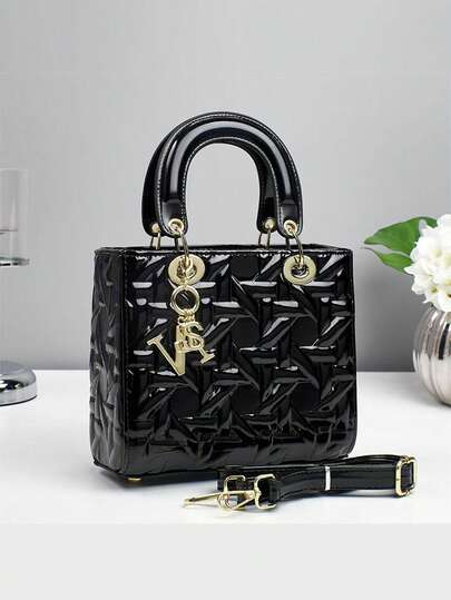 1pc Crocodile Embossed Retro Handbag, Multifunctional Large Capacity Shoulder Bag, Fashion Design, New Stylish Ladies' Small Square Bag Handbag Shoulder Bag Casual Multi-Layer Large Capacity Satchel Suitable For Travel, Shopping, New Fashionable Ladies' Tote Shoulder Crossbody Colorblock Bag Casual Luxury Large Capacity Satchel Suitable For Shoulder Or Crossbody, Fashionable Bag For Gift, Valentine's Day