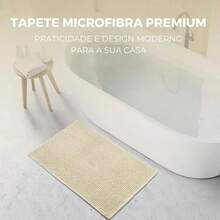 DECASATEXTIL Tapete Banheiro Microfibra Antiderrapante Grande Bolinha Macarrão Várias Cores e Tamanhos - Bege - Visão 6