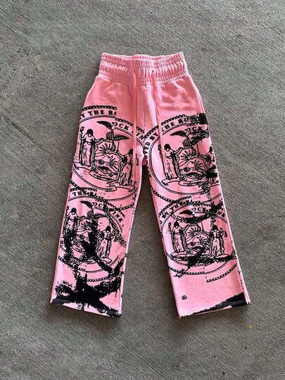 Pantalones holgados para hombre con cintura elástica y estampado digital, pantalones de estilo callejero, pantalones con cintura | Pantalones de estética oscura de estilo callejero Y2K Hip Hop | Pantalones casuales con estampado de mosaico artístico de estilo vintage americano | Pantalones largos transpirables y oversize de estilo skate punk | Pantalones casuales con cordón y estampado de eslogan, versátiles para el día a día, de otoño/invierno