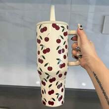 HYDRO-40 Ounces - - Stainless Steel Portable Water Bottle, Equipped With A Straw And Handle, Double-Layer Vacuum Insulated Stainless Steel Water Bottle, High-Quality Summer Drink Container, Using Vacuum Insulation Technology, Large Capacity, Suitable For Exercise, Travel, Outdoor Activities, Fitness, Office Use, Teacher Gifts, Valentine's Day Gifts, Birthday Gifts, Thanksgiving Gifts, Christmas Gifts, Halloween Gifts, Halloween Party Gifts, Party Supplies, Etc. For Various Occasions. - 車厘子 - 查看 1