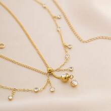 Belly Buttom Ring With Waist Chain, Summer Beach Multi-Layer Crystal Bikini Rhinestone Navel Piercing Dangle Belly Button Rings Waist Chain Sexy Belly Body Chain Jewelry For Women - Multicolor - View 3