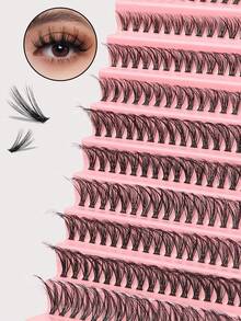200pcs D Curl DIY False Eyelashes, 10 Rows Natural False Eyelashes Extension Makeup, Suitable For Daily Wear (8mm-16mm) - C - View 3