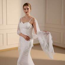 1件女士新款蕾丝披肩围巾，镂空宽松婚礼派对礼服配饰 - 彩色 - 查看 3