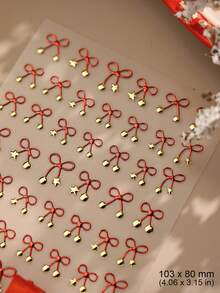 Beautizon Nailartlab Sweet Red & Gold Bow Nail Stickers With Star Accents For DIY Nail Art - Multicolor - View 9