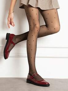 1 Pair Of Women's Fashionable Polka Dot Jacquard Pantyhose/Stockings Valentine's Day Gift - Multicolor - View 7