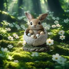 Easter Colorful Egg Cup Cute Rabbit Acrylic Outdoor Garden Sculpture Ground Plug Decoration Courtyard Props - Multicolor - View 2