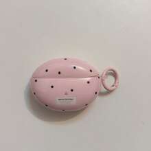Minimalist Pink Base Black Polka Dot Earphone Case With Hanging Loop, Compatible With Huawei Freebuds 7i, Freebuds 2, Freebuds SE3, Freebuds 5i, Pro 3 Earphone Cases, Cute Korean Style - Pink - View 9