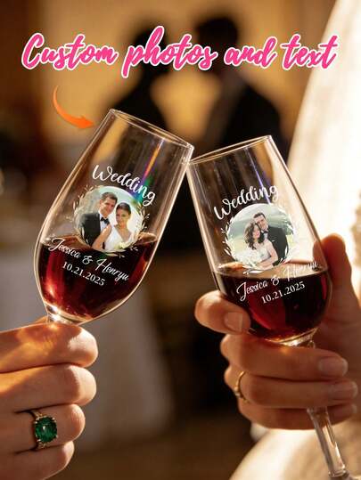Personalized Custom 1pc/6pcs/12pcs Crystal Mark Transfer Stickers & Decals​ – Supports Versatile Text/Font/Color Customization (E.G., "Wedding Jessica & Henry 10.21.2025"). Ideal For Weddings, Anniversaries, And Romantic Celebrations. Perfect For DIY Enthusiasts, Newlyweds, And Couples. Use On Wine Glasses, Photo Frames, Invitations, And Gifts To Create Unforgettable Moments.