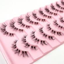 10 Pairs Value Pack Transparent Band 5D Faux Mink Lashes Fluffy Natural Crisscross Thick Lashes - Black - View 7
