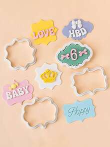 4 piezas de moldes de galletas con forma de burbujas de discurso - Moldes de plástico para decoración de glaseado, pasteles y postres - Multicolor - Ver 4