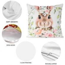 4 أغطية وسادة زخرفية لعيد الفصح، طباعة مائية لأرنب ونبات، مربعة من البوليستر طباعة أحادية الجانب، ديكور منزلي لعيد الفصح، إغلاق بسوستة بدون إدراج وسادة، مناسبة للأريكة والغرفة المعيشية والمزرعة والنوم والديكور الخارجي. - متعدد الألوان - مشاهدة 9