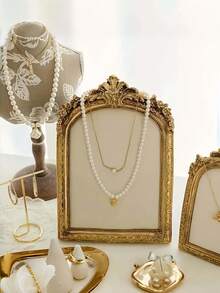 حامل عرض مجوهرات على الطراز الباروكي القديم من الراتنج، حامل قلادات وأقراط على سطح المكتب مع ظهر مخملي. خزانة عرض مجوهرات ديكورية مستطيلة، لا تحتاج إلى كهرباء. مناسب لديكور المنزل والغرفة والمكتب والمدرسة. - متعدد الألوان - مشاهدة 15